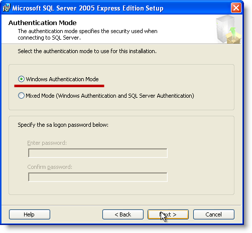 Windows Authentication Mode