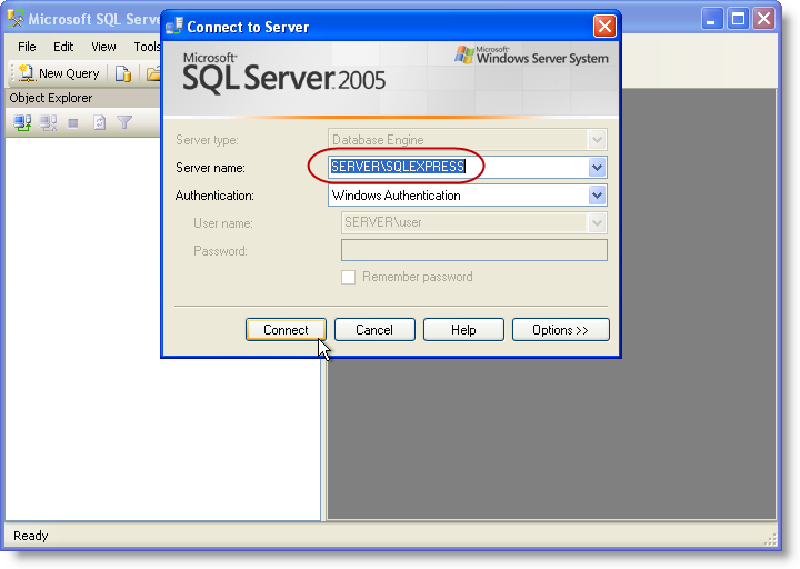 Connect to SQL Server Express